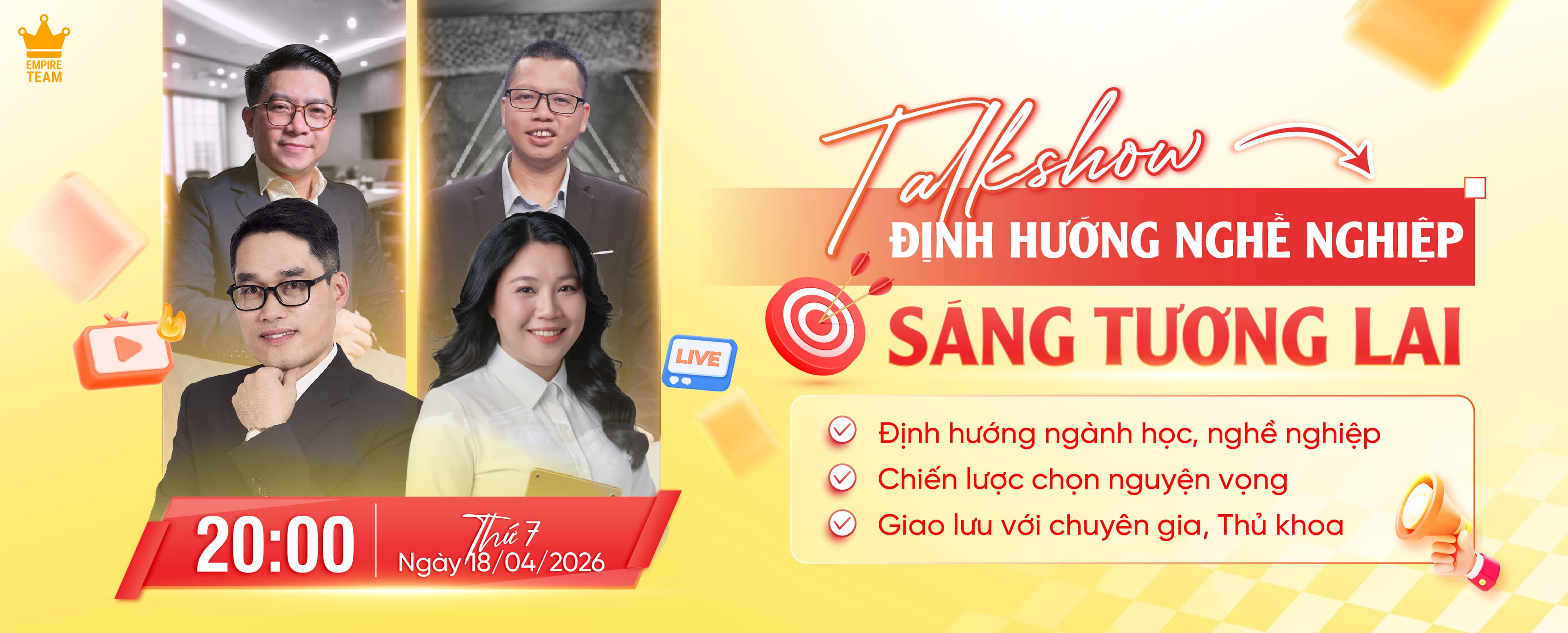 THÔNG BÁO CHÍNH THỨC SỰ KIỆN TALKSHOW ONLINE: ĐỊNH HƯỚNG NGHỀ NGHIỆP – SÁNG TƯƠNG LAI